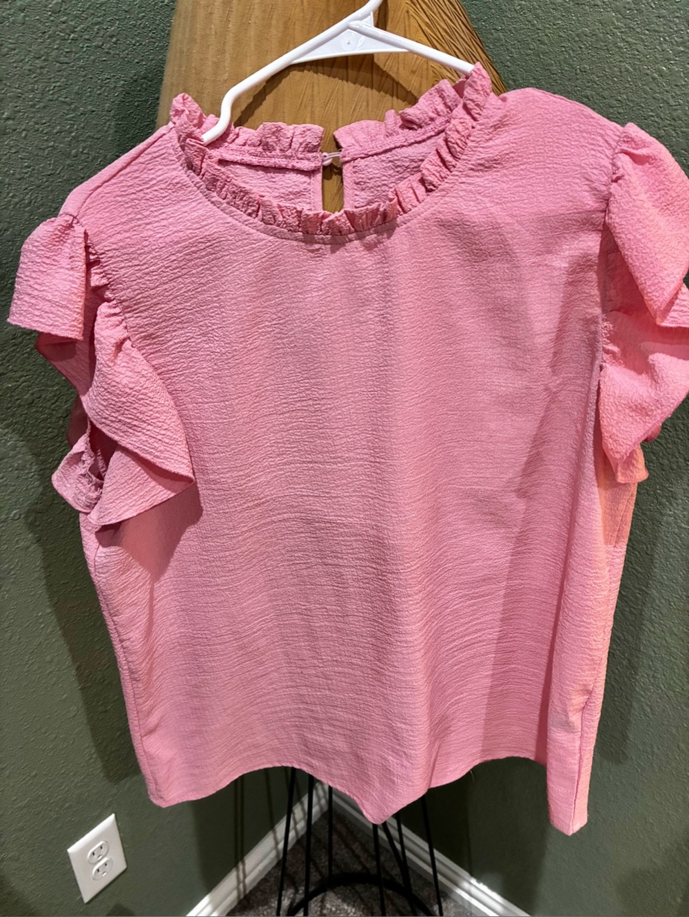 Pink Ruffle Sleeve Blouse